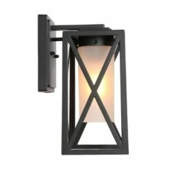 12.2" Metal/Glass Outdoor Wall Lamp Black - LNC -Outdoor Lighting Official Shop unnamed file 4972