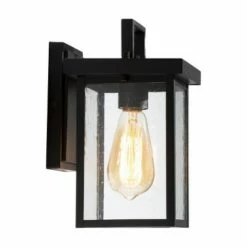 10.5" Square Metal/Glass Outdoor Wall Lamp Black - LNC -Outdoor Lighting Official Shop unnamed file 4986