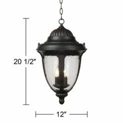 John Timberland Traditional Outdoor Ceiling Light Hanging Lantern Bronze 20 1/2" Seedy Glass Damp Rated for Exterior Porch Patio -Outdoor Lighting Official Shop unnamed file 499