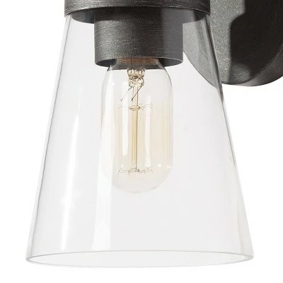 10" Metal/Glass Outdoor Wall Lamp Black/Silver - LNC 5 10" Metal/Glass Outdoor Wall Lamp Black/Silver - LNC - Image 3