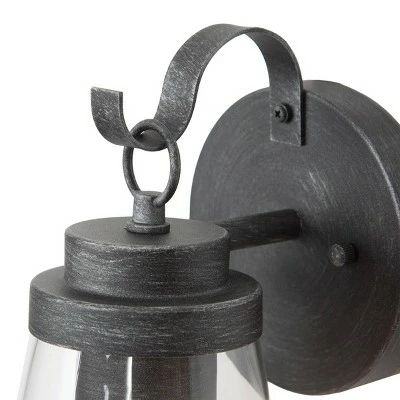 10" Metal/Glass Outdoor Wall Lamp Black/Silver - LNC 6 10" Metal/Glass Outdoor Wall Lamp Black/Silver - LNC - Image 4