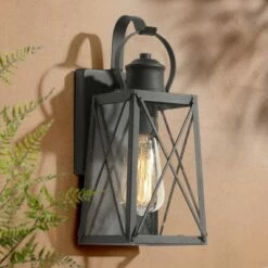 Outdoor Lighting Official Shop 17 12.5" Metal/Glass "X" Outdoor Wall Lamp - LNC Black