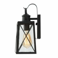 12.5" Metal/Glass "X" Outdoor Wall Lamp - LNC Black -Outdoor Lighting Official Shop unnamed file 5004
