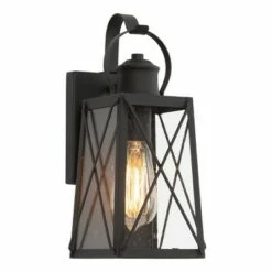 12.5" Metal/Glass "X" Outdoor Wall Lamp - LNC Black -Outdoor Lighting Official Shop unnamed file 5006