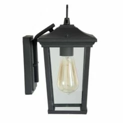 11.8" Metal/Glass Outdoor Wall Lamp Black - LNC -Outdoor Lighting Official Shop unnamed file 5018