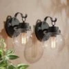 2pk Metal/Glass Globe Outdoor Wall Lamps - LNC Black -Outdoor Lighting Official Shop unnamed file 5028