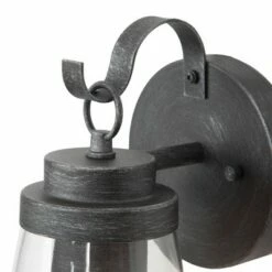 2pk 10" Metal/Glass Outdoor Wall Lamps Black/Silver - LNC -Outdoor Lighting Official Shop unnamed file 5039