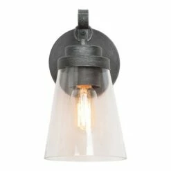 2pk 10" Metal/Glass Outdoor Wall Lamps Black/Silver - LNC -Outdoor Lighting Official Shop unnamed file 5041