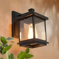 Outdoor Lighting Official Shop 5 10.6" Metal/Glass Outdoor Lamp Black - LNC