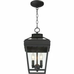 John Timberland Traditional Outdoor Ceiling Light Hanging Black Lantern 16 1/2" Clear Glass for Exterior House Porch Patio Deck -Outdoor Lighting Official Shop unnamed file 506