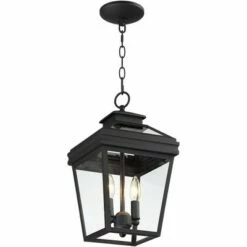John Timberland Traditional Outdoor Ceiling Light Hanging Black Lantern 16 1/2" Clear Glass for Exterior House Porch Patio Deck -Outdoor Lighting Official Shop unnamed file 507