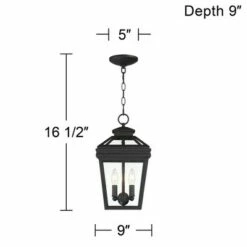 John Timberland Traditional Outdoor Ceiling Light Hanging Black Lantern 16 1/2" Clear Glass for Exterior House Porch Patio Deck -Outdoor Lighting Official Shop unnamed file 508