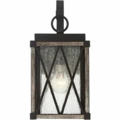 Possini Euro Design Rustic Outdoor Wall Light Fixture Bronze Wood Finish 13 1/2" Clear Seedy Glass Lantern for Exterior House Porch Patio -Outdoor Lighting Official Shop unnamed file 514