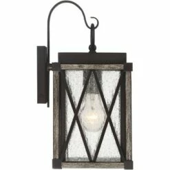 Possini Euro Design Rustic Outdoor Wall Light Fixture Bronze Wood Finish 13 1/2" Clear Seedy Glass Lantern for Exterior House Porch Patio -Outdoor Lighting Official Shop unnamed file 516