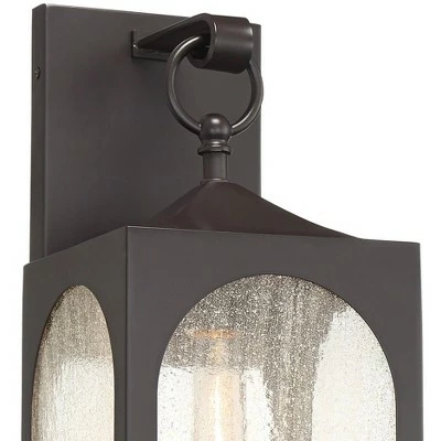 Possini Euro Design Modern Outdoor Wall Light Fixture Bronze Lantern 20 1/2" Seedy Glass for Exterior House Porch Patio Deck 4 Possini Euro Design Modern Outdoor Wall Light Fixture Bronze Lantern 20 1/2" Seedy Glass for Exterior House Porch Patio Deck - Image 2