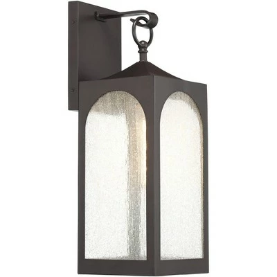 Possini Euro Design Modern Outdoor Wall Light Fixture Bronze Lantern 20 1/2" Seedy Glass for Exterior House Porch Patio Deck 6 Possini Euro Design Modern Outdoor Wall Light Fixture Bronze Lantern 20 1/2" Seedy Glass for Exterior House Porch Patio Deck - Image 4