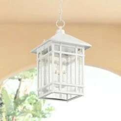 Kathy Ireland Sierra Craftsman 16 1/2"H White Outdoor Hanging Light