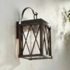 Possini Euro Design Rustic Outdoor Wall Light Fixture Bronze Wood Finish 16 1/2" Clear Seedy Glass Lantern for Exterior House Porch Patio -Outdoor Lighting Official Shop unnamed file 548