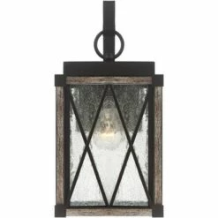 Possini Euro Design Rustic Outdoor Wall Light Fixture Bronze Wood Finish 16 1/2" Clear Seedy Glass Lantern for Exterior House Porch Patio -Outdoor Lighting Official Shop unnamed file 550