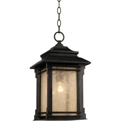 Franklin Iron Works Rustic Outdoor Ceiling Light Hanging Lantern Walnut Bronze 19 1/4" Frosted Glass Damp Rated for Porch Patio 3 Franklin Iron Works Rustic Outdoor Ceiling Light Hanging Lantern Walnut Bronze 19 1/4" Frosted Glass Damp Rated for Porch Patio - Image 2