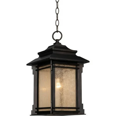 Franklin Iron Works Rustic Outdoor Ceiling Light Hanging Lantern Walnut Bronze 19 1/4" Frosted Glass Damp Rated for Porch Patio 4 Franklin Iron Works Rustic Outdoor Ceiling Light Hanging Lantern Walnut Bronze 19 1/4" Frosted Glass Damp Rated for Porch Patio - Image 3