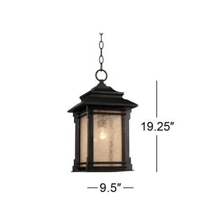Franklin Iron Works Rustic Outdoor Ceiling Light Hanging Lantern Walnut Bronze 19 1/4" Frosted Glass Damp Rated for Porch Patio 5 Franklin Iron Works Rustic Outdoor Ceiling Light Hanging Lantern Walnut Bronze 19 1/4" Frosted Glass Damp Rated for Porch Patio - Image 4