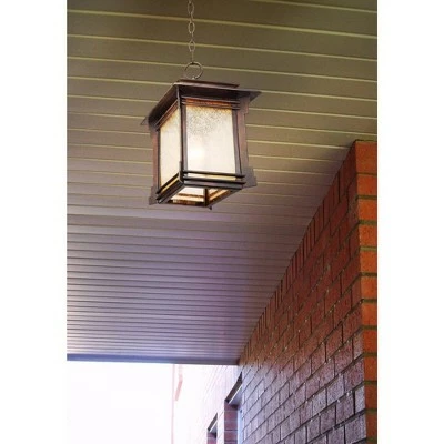 Franklin Iron Works Rustic Outdoor Ceiling Light Hanging Lantern Walnut Bronze 19 1/4" Frosted Glass Damp Rated for Porch Patio 6 Franklin Iron Works Rustic Outdoor Ceiling Light Hanging Lantern Walnut Bronze 19 1/4" Frosted Glass Damp Rated for Porch Patio - Image 5