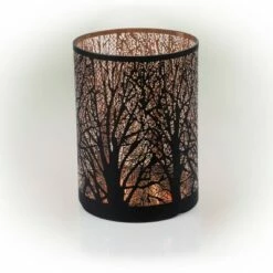 Alpine Corporation 9" Indoor/Outdoor Branching Tree Décor with Tungsten Lights and Timer Black