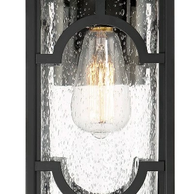 Franklin Iron Works Contemporary Lantern Outdoor Wall Light Fixture Black 17 1/2" Clear Seedy Glass for Exterior House Porch Patio 2 Franklin Iron Works Contemporary Lantern Outdoor Wall Light Fixture Black 17 1/2" Clear Seedy Glass for Exterior House Porch Patio - Image 2