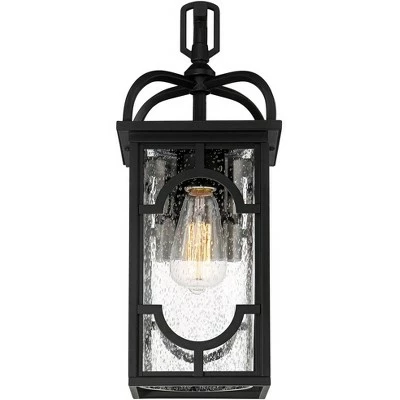 Franklin Iron Works Contemporary Lantern Outdoor Wall Light Fixture Black 17 1/2" Clear Seedy Glass for Exterior House Porch Patio 4 Franklin Iron Works Contemporary Lantern Outdoor Wall Light Fixture Black 17 1/2" Clear Seedy Glass for Exterior House Porch Patio - Image 4