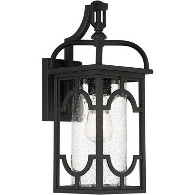 Franklin Iron Works Contemporary Lantern Outdoor Wall Light Fixture Black 17 1/2" Clear Seedy Glass for Exterior House Porch Patio 5 Franklin Iron Works Contemporary Lantern Outdoor Wall Light Fixture Black 17 1/2" Clear Seedy Glass for Exterior House Porch Patio - Image 5