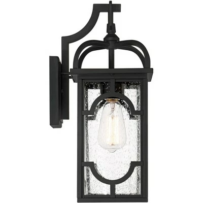 Franklin Iron Works Contemporary Lantern Outdoor Wall Light Fixture Black 17 1/2" Clear Seedy Glass for Exterior House Porch Patio 6 Franklin Iron Works Contemporary Lantern Outdoor Wall Light Fixture Black 17 1/2" Clear Seedy Glass for Exterior House Porch Patio - Image 6