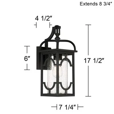 Franklin Iron Works Contemporary Lantern Outdoor Wall Light Fixture Black 17 1/2" Clear Seedy Glass for Exterior House Porch Patio 7 Franklin Iron Works Contemporary Lantern Outdoor Wall Light Fixture Black 17 1/2" Clear Seedy Glass for Exterior House Porch Patio - Image 7