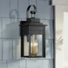 Franklin Iron Works Industrial Outdoor Wall Light Fixture Warm Brass Black Metal 19" Clear Glass Exterior House Patio Outside Deck