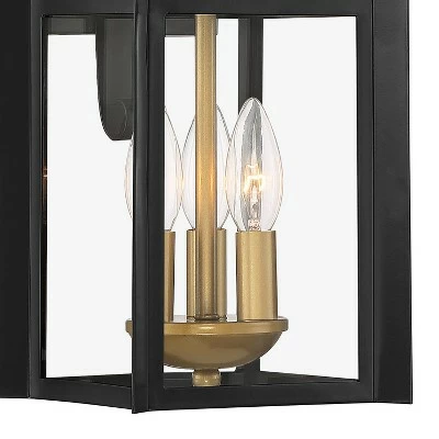Franklin Iron Works Industrial Outdoor Wall Light Fixture Warm Brass Black Metal 19" Clear Glass Exterior House Patio Outside Deck 4 Franklin Iron Works Industrial Outdoor Wall Light Fixture Warm Brass Black Metal 19" Clear Glass Exterior House Patio Outside Deck - Image 3