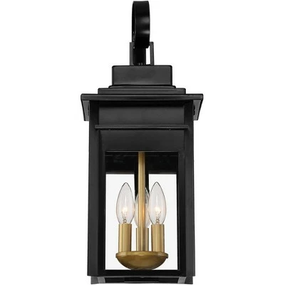Franklin Iron Works Industrial Outdoor Wall Light Fixture Warm Brass Black Metal 19" Clear Glass Exterior House Patio Outside Deck 5 Franklin Iron Works Industrial Outdoor Wall Light Fixture Warm Brass Black Metal 19" Clear Glass Exterior House Patio Outside Deck - Image 4