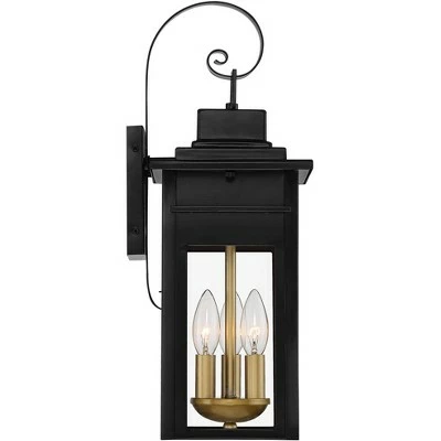 Franklin Iron Works Industrial Outdoor Wall Light Fixture Warm Brass Black Metal 19" Clear Glass Exterior House Patio Outside Deck 7 Franklin Iron Works Industrial Outdoor Wall Light Fixture Warm Brass Black Metal 19" Clear Glass Exterior House Patio Outside Deck - Image 6