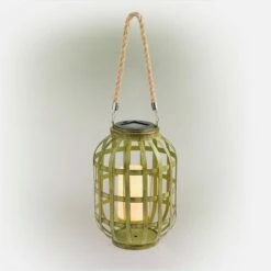 Alpine Corporation 10" Metal Outdoor Lantern with Flickering LED Light Green -Outdoor Lighting Official Shop unnamed file 632