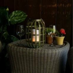 Alpine Corporation 10" Metal Outdoor Lantern with Flickering LED Light Green -Outdoor Lighting Official Shop unnamed file 633