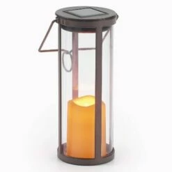 17.5" Provence Bird Stake with Hanging/Tabletop Solar Outdoor Lantern Brown - Smart Solar