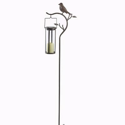 17.5" Provence Bird Stake with Hanging/Tabletop Solar Outdoor Lantern Brown - Smart Solar 4 17.5" Provence Bird Stake with Hanging/Tabletop Solar Outdoor Lantern Brown - Smart Solar - Image 2