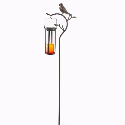 17.5" Provence Bird Stake with Hanging/Tabletop Solar Outdoor Lantern Brown - Smart Solar 5 17.5" Provence Bird Stake with Hanging/Tabletop Solar Outdoor Lantern Brown - Smart Solar - Image 3