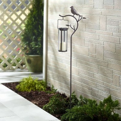 17.5" Provence Bird Stake with Hanging/Tabletop Solar Outdoor Lantern Brown - Smart Solar 8 17.5" Provence Bird Stake with Hanging/Tabletop Solar Outdoor Lantern Brown - Smart Solar - Image 6