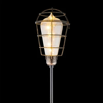 Alpine Corporation Set of 2 Outdoor Solar Powered Edison Bulb Garden LED Stakes Black 2 Alpine Corporation Set of 2 Outdoor Solar Powered Edison Bulb Garden LED Stakes Black