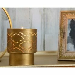 Antique Brass Pierced Metal Pillar Candle Holder - Foreside Home & Garden -Outdoor Lighting Official Shop unnamed file 709