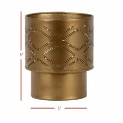 Antique Brass Pierced Metal Pillar Candle Holder - Foreside Home & Garden -Outdoor Lighting Official Shop unnamed file 711