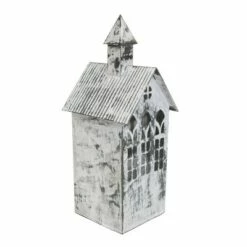 Large White Metal Candle Luminary - Foreside Home & Garden