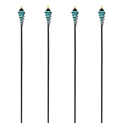 Sunnydaze Decor Sunnydaze Outdoor Adjustable Height Glass and Metal Swirl Patio Table and Lawn Citronella Torch Set - Blue - 4pk 4 Sunnydaze Decor Sunnydaze Outdoor Adjustable Height Glass and Metal Swirl Patio Table and Lawn Citronella Torch Set - Blue - 4pk - Image 2