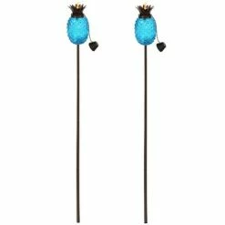 Sunnydaze Decor Sunnydaze Outdoor Adjustable Height 3-in-1 Glass Tropical Pineapple Torches with Connected Snuffs and Metal Poles - Blue - 2pk -Outdoor Lighting Official Shop unnamed file 781