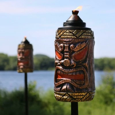 Sunnydaze Decor Sunnydaze Outdoor 3-in-1 Adjustable Height Tiki Face Patio and Lawn Torch Light Set - 4pk 4 Sunnydaze Decor Sunnydaze Outdoor 3-in-1 Adjustable Height Tiki Face Patio and Lawn Torch Light Set - 4pk - Image 2
